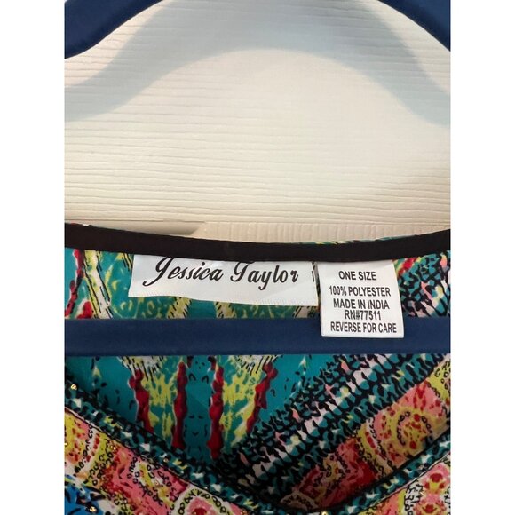 Vintage Jessica Taylor Hippy Paisley Short Sleeve Kaftan Maxi Dress OS - Picture 4 of 6